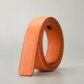 Men's orange leather automatic belt strap 3.5cm replacement strap without buckle stylish - 110cm / Khaki