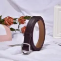 Cinturón de cuero PU marrón oscuro con hebilla metálica, accesorio de moda casual diario. - 105cm / Café