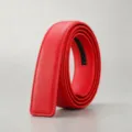 Red Mens Automatic Belt Strap 3.5cm Genuine Leather Waistband Replacement SKU - Red