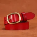 Cinturón de mujer en cuero genuino rojo con hebilla de metal elegante accesorio casual - 105cm / Rojo