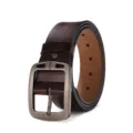 Cinturón de cuero marrón vintage para hombre con hebilla de metal estilo retro muy elegante. - Café / 105cm