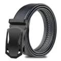 Cinturón de cuero para hombre hebilla automática negro casual negocios enrollado - Estilo Deportivo / Negro