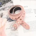 Pink leather belt with heart buckle and cutout design, trendy jeans accessory for women - Hollow Heart Buckle Pink
