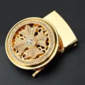 Gouden roterende strass riemgesp, luxe heren metalen taille accessoire stijlvariant. - Alleen Gesp Zonder Band