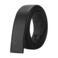 Black leather belt strap replacement for automatic buckle, casual business men's belt accessory. - Belt Strap Only (Without Buckle) / Black