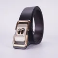 Cinturón de cuero para hombre con hebilla automática y diseño de letra B, elegante. - Dorado / 120cm