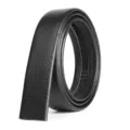 Correa de cinturón de cuero negro para hombre, 3.5cm ancho, tira de repuesto sin hebilla automática. - 130cm / Con Borde / Negro
