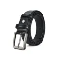 Cinturón de cuero PU negro para hombre con hebilla de espiga metálica clásica casual - 110cm / Negro