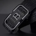 Cinturón de lujo para hombre con hebilla automática elegante y patrón de cocodrilo tipo croco. - Estilo Patrón Cocodrilo Letra B / 120cm / Gris metalizado