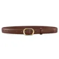 Brown women leather belt with retro oval metal buckle, simple versatile pants skirt accessory. - 105cm / Brown