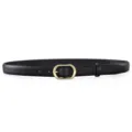 Black women leather belt with golden oval buckle, casual stylish waist accessory for dresses. - 105cm / Black