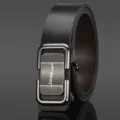 Cinturón de hombre cuero negro hebilla metálica automática estilo casual negocios variante. - 105cm / Gris metalizado