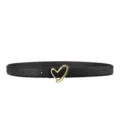Elegante cinturón de mujer de cuero negro con hebilla dorada de corazón para vaqueros. - 105cm / Negro