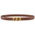 Cinturon de cuero marron para mujer con hebilla metalica dorada en forma de 8 para jeans - 105cm / Camel