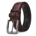 Cinturón marrón para hombre de cuero genuino con hebilla de hebijón, estilo elegante. - 110cm / Marrón
