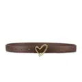Cinturón de cuero marrón para mujer con elegante hebilla de corazón dorada y chic - 105cm / Café