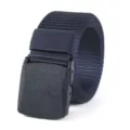 Cinturón táctico de nailon azul para hombre con hebilla de plástico resistente enrollado. - 125cm / Azul Marino