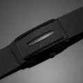 Schwarzer Ledergürtel für Herren mit Automatikschließe, eleganter Rindsleder Gürtel. - Palmenmuster Schwarz Feiner Streifen