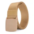 Cinturón táctico de nailon caqui con hebilla de plástico, cinturón informal duradero para hombres. - Beige