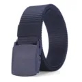 Men's Navy Blue Nylon Tactical Belt with Plastic Buckle Casual Canvas Belt for Outdoor Sports - Navy Blue