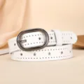 Cinturón de cuero blanco mujer variante recorte de estrella casual cinturón hebilla metal - Estrella 2.3cm / Blanco