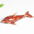 Figurine dauphin en résine de pierre concassée rouge, déco bureau en cristal époxy animal. - Jaspe Rouge