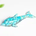Ornement de Bureau Dauphin en Résine avec Pierre Concassée Cristal Bleu Modèle SKU - Turquoise