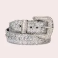 Sparkling rhinestone glitter belt for women, fashionable western style crystal waist belt. - Silver
