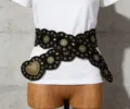 Ζώνη μέσης Y2K ρετρό καρδιά boho στυλ μαύρη δερμάτινη διακοσμητική ζώνη λεπτομέρεια - 105cm / Μαύρο
