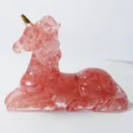 Pink Crystal Unicorn Figurine Cute Resin Desk Ornament Variant Pink Color Model Decors - Watermelon Crystal