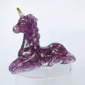 Natural crystal crushed stone unicorn figurine, cute resin craft for home table decor. - Lavender Amethyst