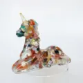 Crystal stone unicorn figurine resin craft colorful crystal gravel home desktop ornament variant SKU - Multicolor Gems