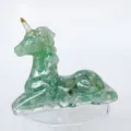 Natural Crystal Chip Unicorn Figurine Resin Gemstone Cute Tabletop Office Home Decor - Green Aventurine