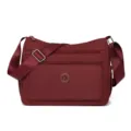 Damen Nylon Umhängetasche lässige Mehrfächer Schultertasche leichte modische Alltagstasche - Klein (7312) / Weinrot