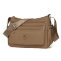 Freizeit Nylon Umhängetasche für Damen mit mehreren Fächern und verstellbarem Schultergurt. - Groß (7313) / Khaki