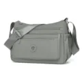 Graue Nylon Mehrfächer Umhängetasche für Damen tägliche lässige Reise Handtasche. - Groß (7313) / Rauchgrau
