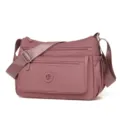 Damen Nylon Umhängetasche Mehrfachtaschen Schultertasche Freizeittasche Reise Handtasche Stil - Groß (7313) / Rosarot