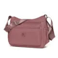 Damen Nylon Umhaengetasche mauve Mehrfachtaschen Freizeit Schultertasche Handtasche Stil - Groß (7311) / Rosenrosa