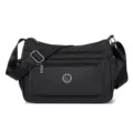 Schwarze Nylon Umhängetasche für Damen, lässige Multi-Pocket Freizeittasche Reise Handtasche. - Klein (7314) / Schwarz
