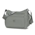 Graue Nylon Umhängetasche für Damen, leichte lässige Crossovertasche mit Fächern. - Groß (7311) / Dunkelgrau