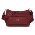 Damen wasserdichte Nylon Umhängetasche Mehrfächer Freizeit Reise Schultertasche rot - Klein (7314) / Weinrot