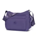 Violette Nylon Umhängetasche für Damen, lässige Schultertasche mit vielen Fächern und Gurt. - Groß (7311) / Lila