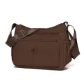 Lässige Nylon Umhängetasche für Damen, braune Messenger Bag mit mehreren Fächern für Alltag. - Groß (7311) / Kaffeebraun