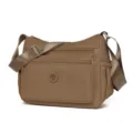 Leichte Nylon Umhängetasche für Damen, lässige, vielseitige Crossover Tasche mit Fächern. - Groß (7311) / Khaki