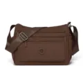 Damen Nylon Umhängetasche lässige Mehrfach-Fächer Reise Schultertasche braune Tasche - Klein (7314) / Kaffeebraun