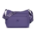 Violette Nylon Umhängetasche für Damen, lässige Schultertasche mit vielen Fächern und Gurt. - Klein (7312) / Lila