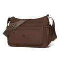 Damen Nylon Umhängetasche lässige Mehrfachfächer Schultertasche Reise Handtasche braun - Groß (7313) / Kaffeebraun