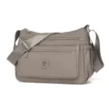 Mehrfächer Nylon Umhängetasche in Grau, lässige Schultertasche mit Reißverschlusstaschen Reise. - Groß (7313) / Grau