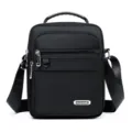 Schwarze mehrschichtige Herren Umhängetasche, lässige Business Messenger Tasche Hauptansicht. - Schwarz