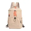 Khaki multifunktionaler Rucksack mit orangen Kordeln und praktischer Fronttasche für Freizeit. - Khaki